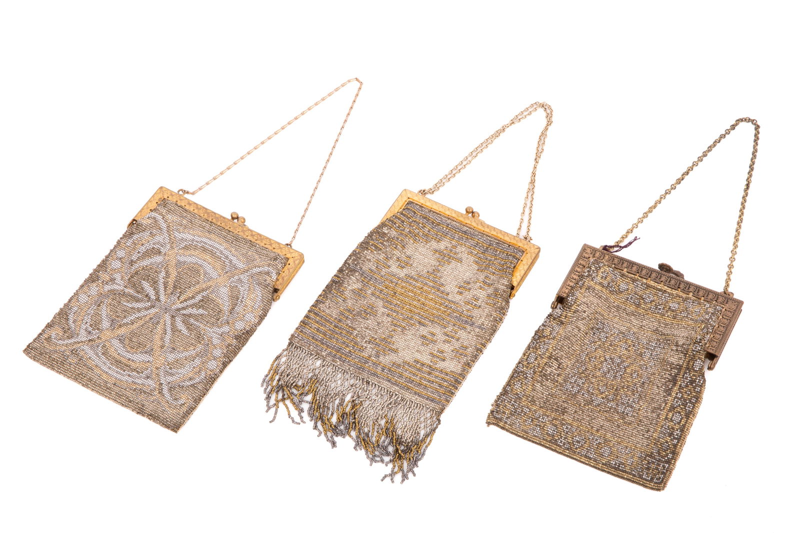 THREE ANTIQUE ART DECO METALIC BEADED HANDBAGS (1 of 5)