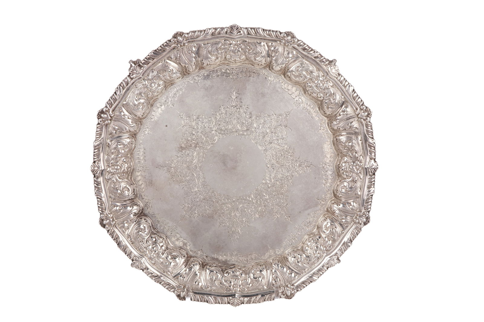 ENGLISH SILVER SALVER 382 g (1 of 5)