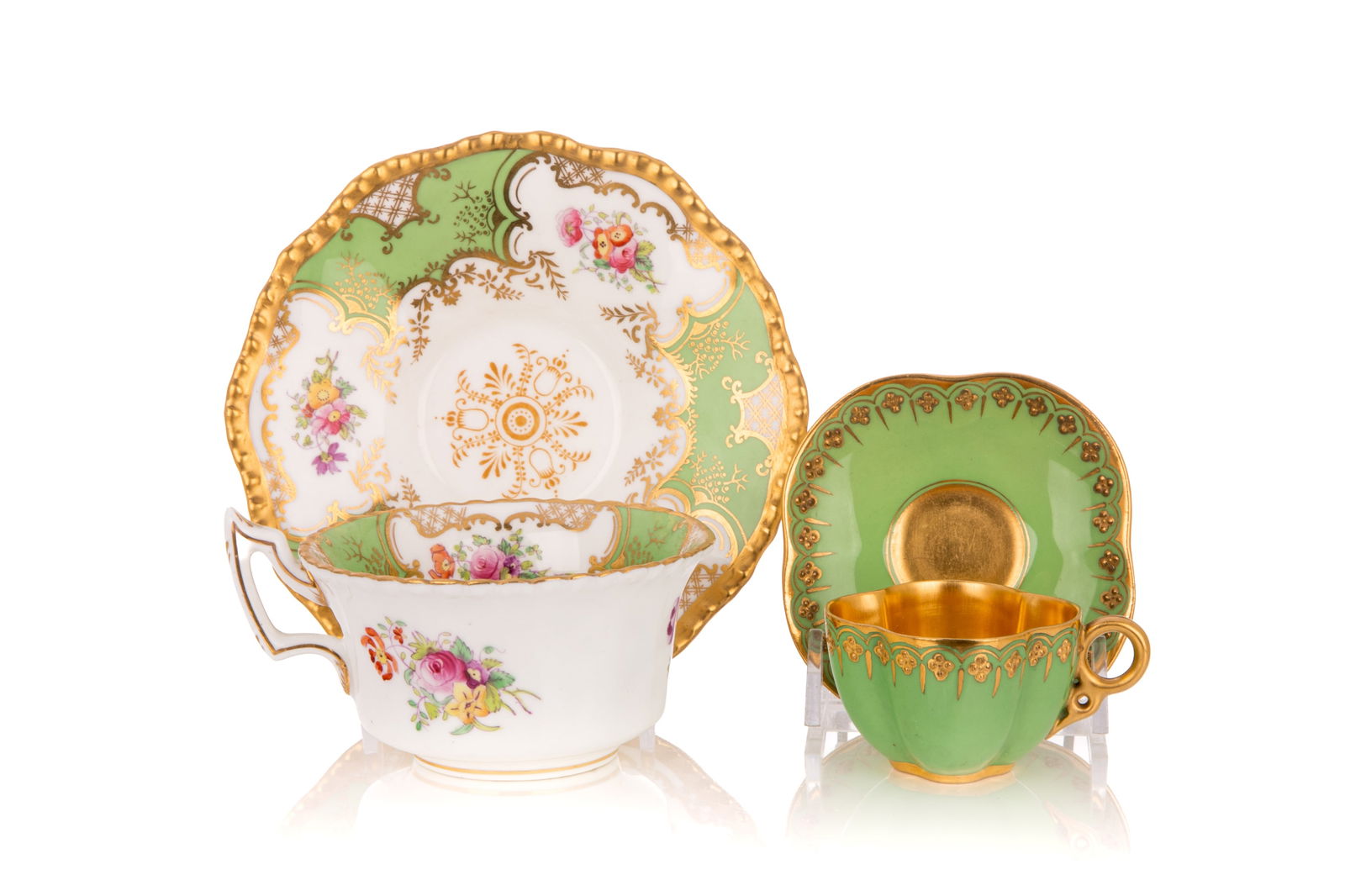 TWO ENGLISH COALPORT TEACUPS AND SAUCERS (1 of 5)