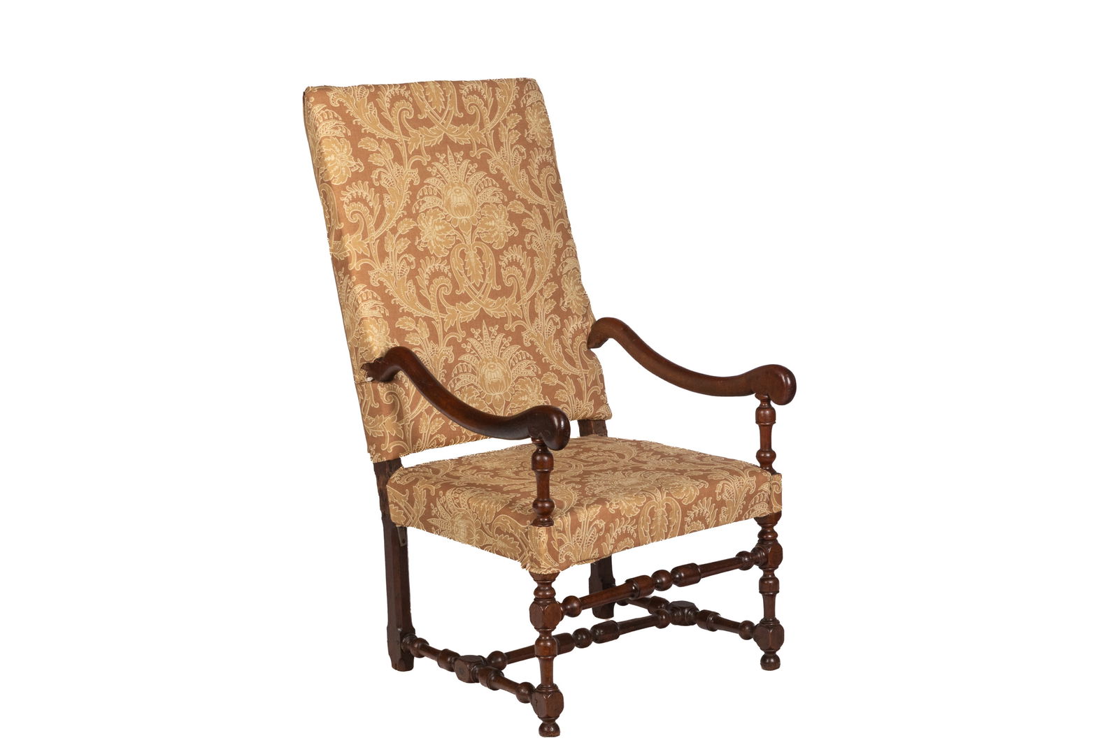 FRENCH LOUIS XIII WALNUT FRAMED ARMCHAIR (1 of 4)