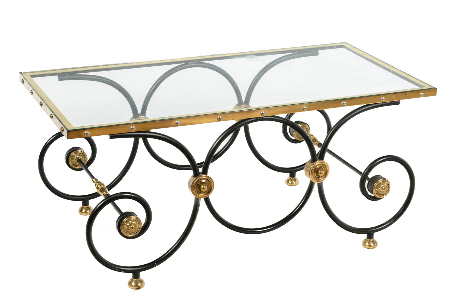 GLASS AND WROUGHT IRON COFFEE TABLE (1 of 3)