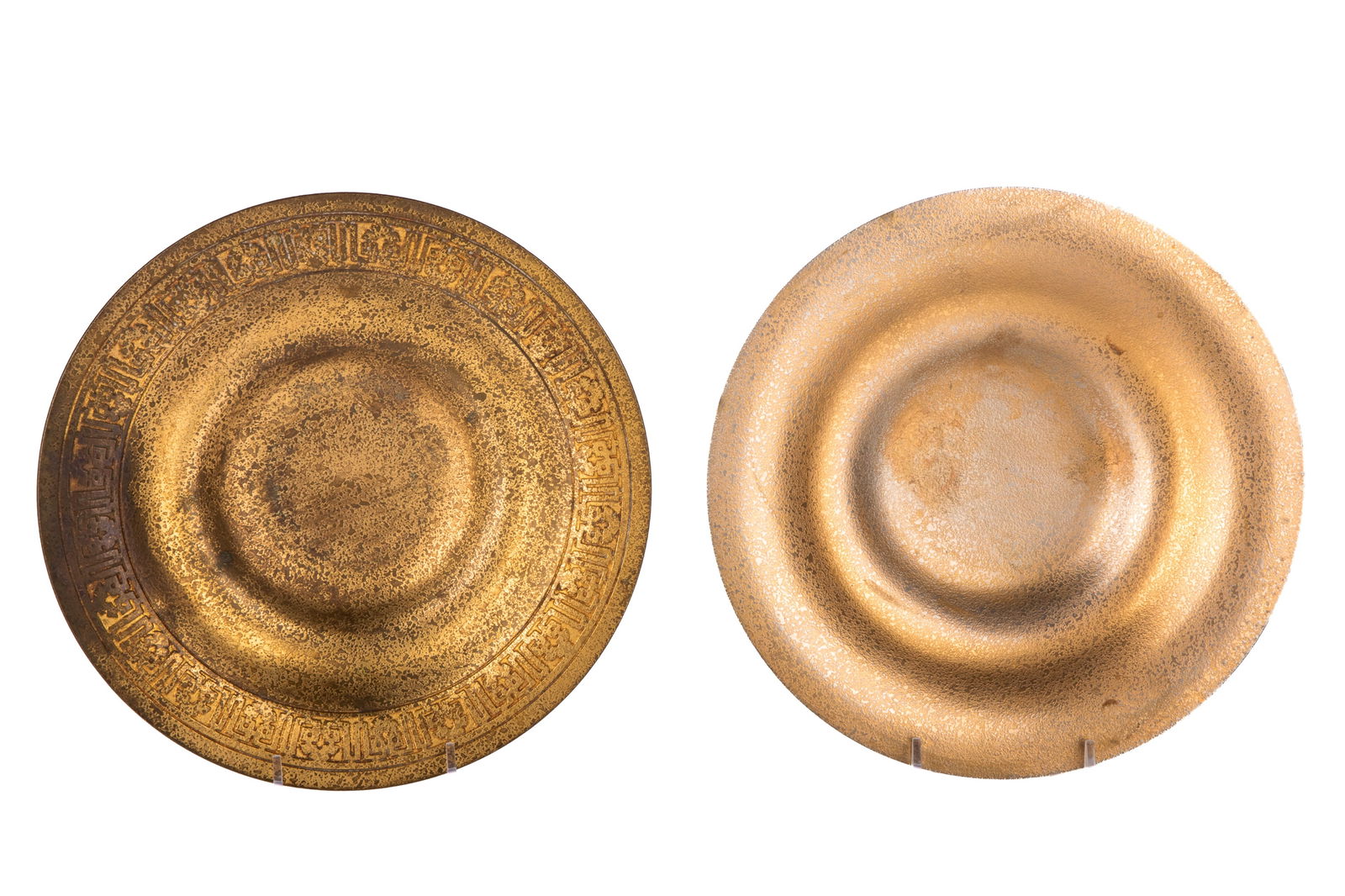 TWO TIFFANY STUDIOS HAMMERED BRONZE DORE BOWLS (1 of 3)