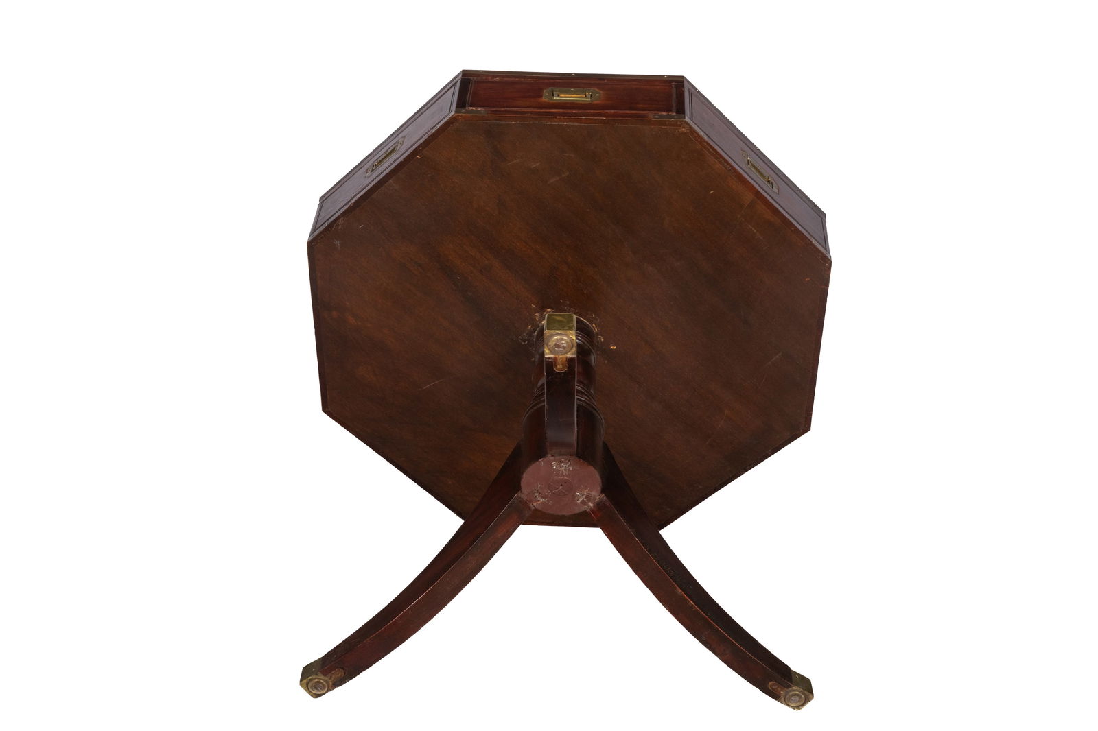 LEATHER TOP OCTAGONAL DRUM TABLE - 4