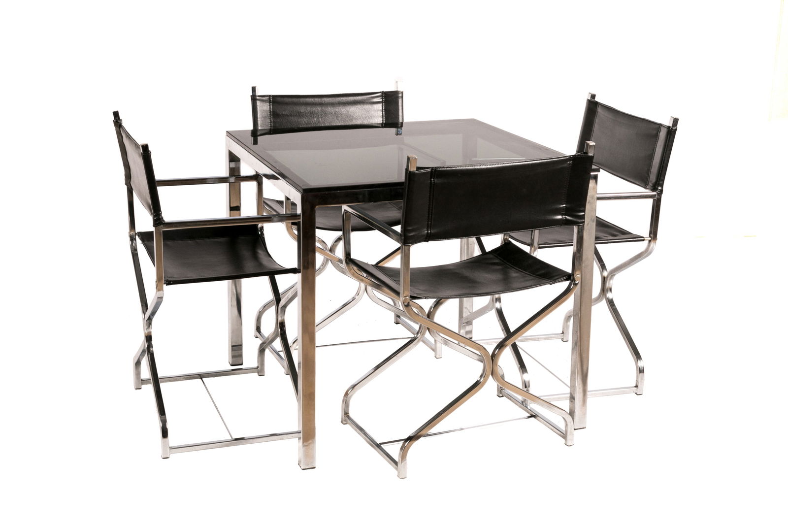 VINTAGE CHROME TABLE & FOUR DIRECTORS CHAIRS (1 of 1)