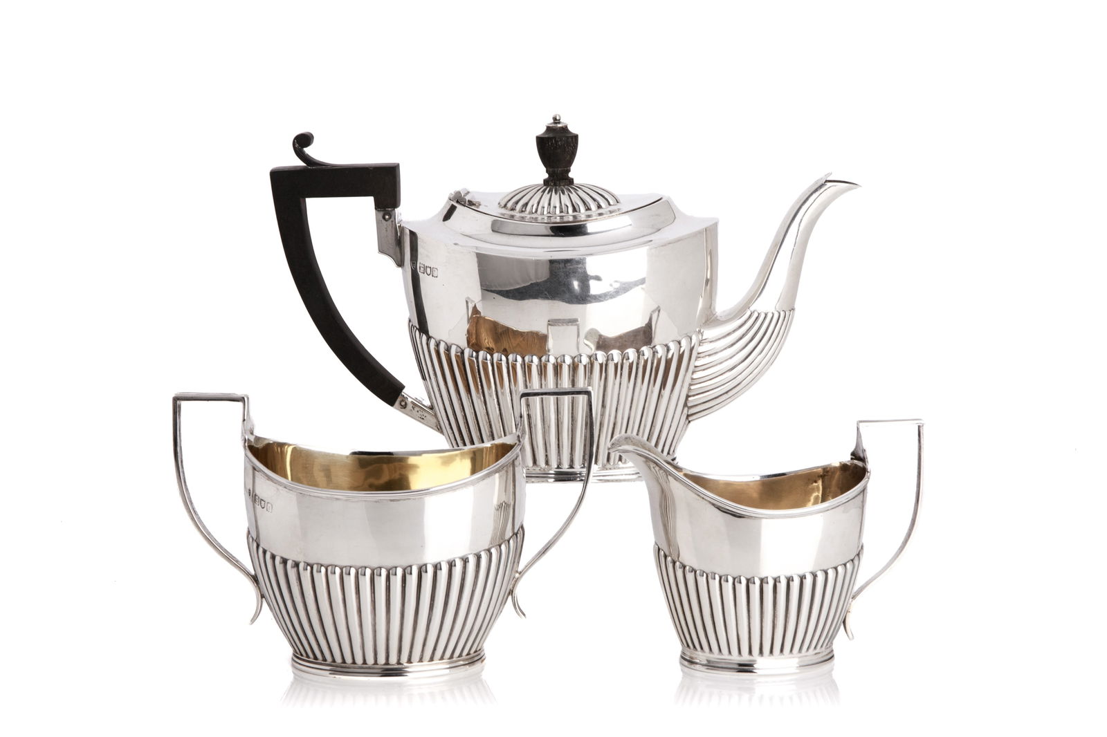 ENGLISH THREE PIECE SILVER TEA SET, 797g (1 of 3)