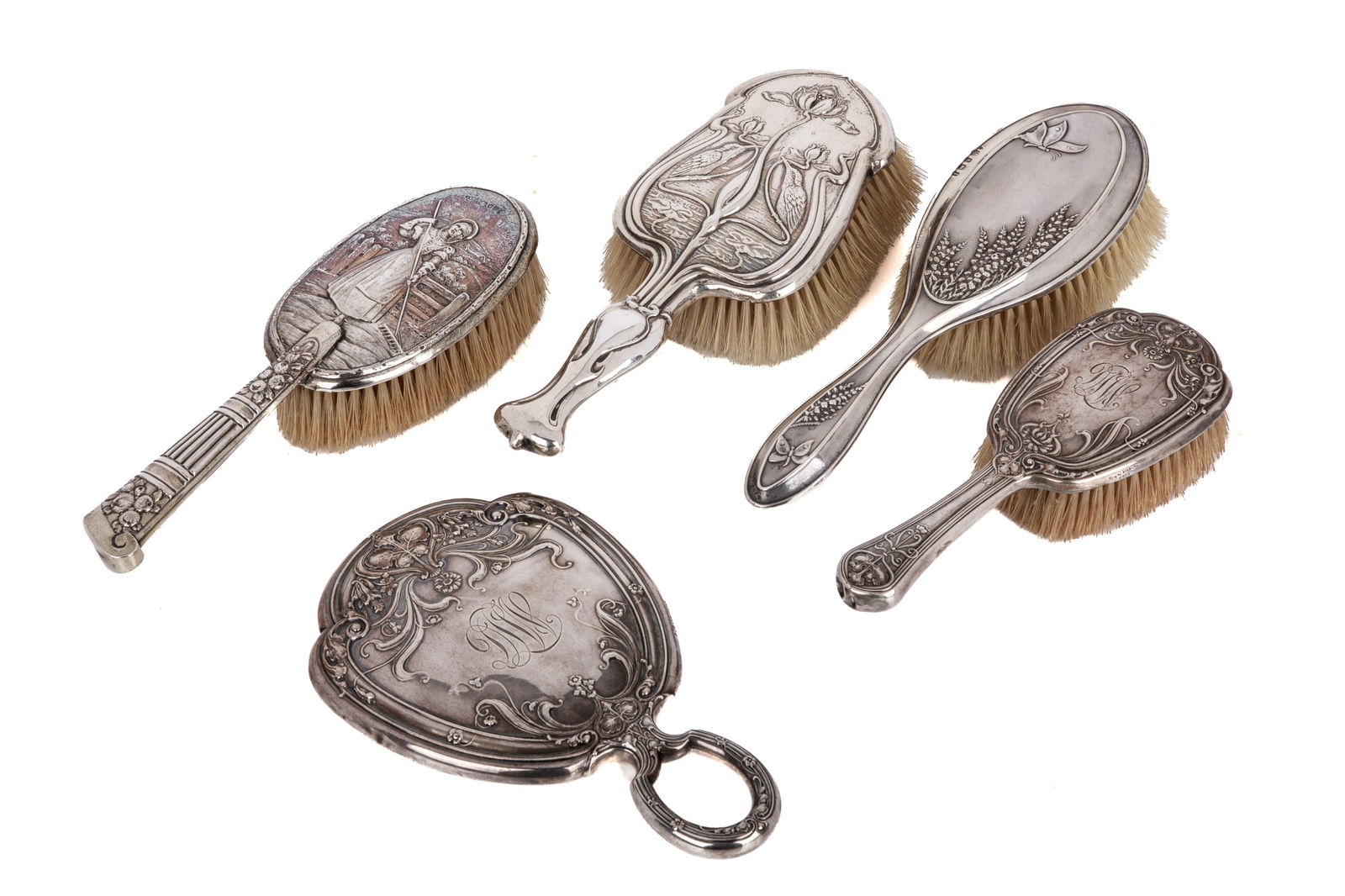 GROUP OF ANTIQUE SILVER VANITY PIECES (1 of 3)