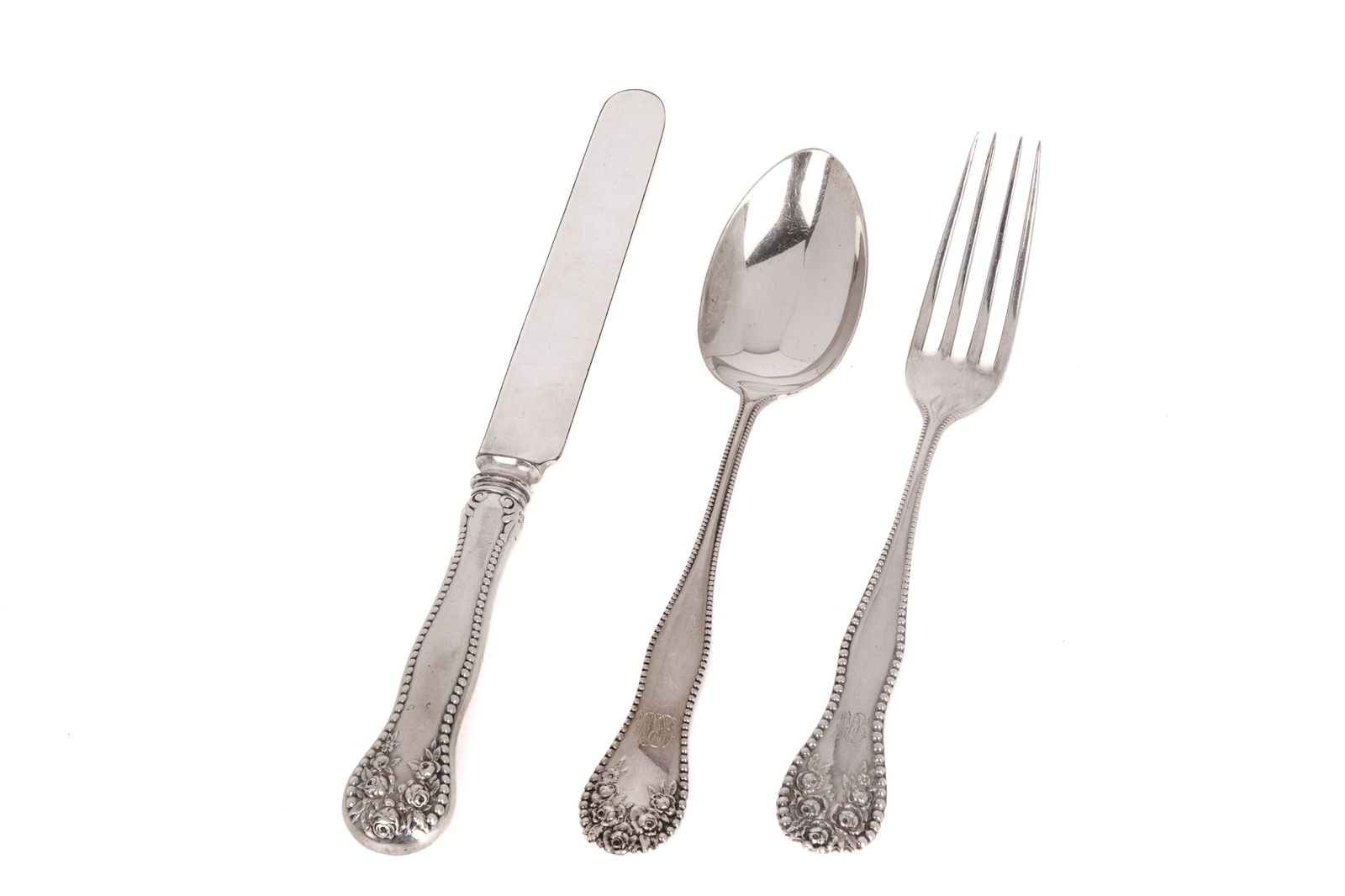 GROUP OF SILVER FLATWARE BY ELLIS, 1000g: 1000 grams plus one knife