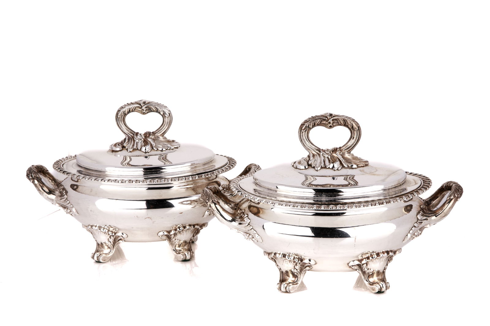 PAIR OF SHEFFIELD PLATE SAUCE TUREENS (1 of 2)