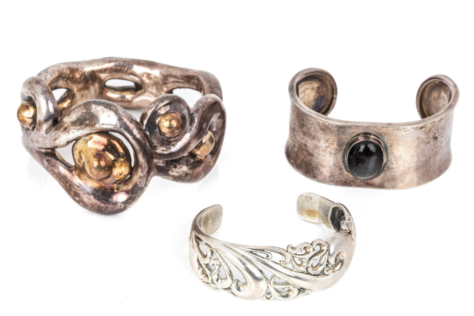 TRIO OF SILVER STATEMENT CUFFS 163.1g (1 of 3)
