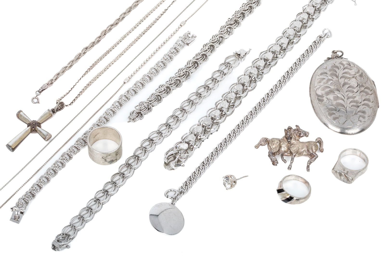 MIXED SILVER JEWELLERY 173.8g (1 of 2)