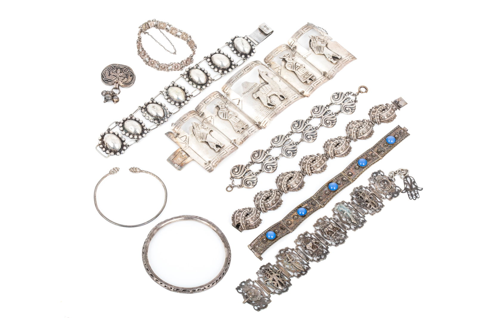 MIXED ARTISAN SILVER JEWELLERY 245.9g (1 of 1)