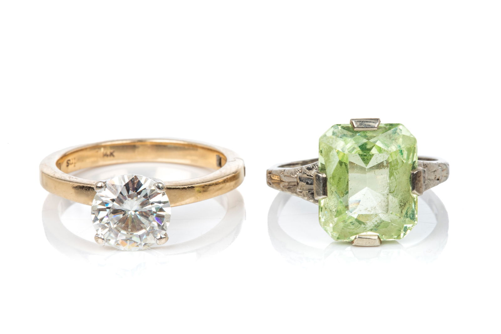 TWO 14K GOLD GEMSTONE RINGS 7.5g (1 of 5)