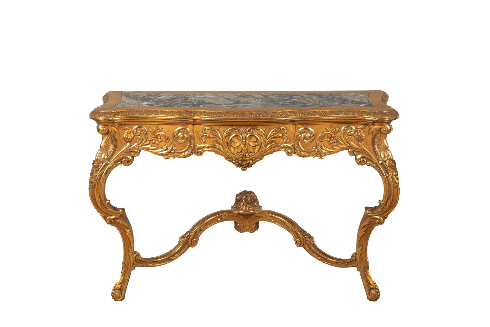 FRENCH CARVED GILTWOOD CONSOLE W/MARBLE INSERT (1 of 3)