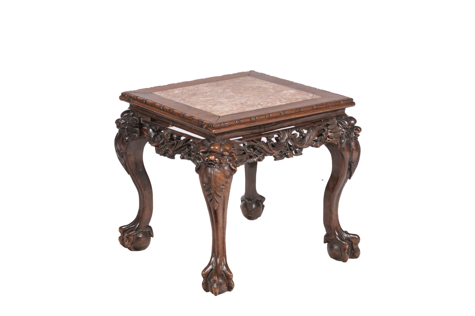 CHINESE HARDWOOD STAND WITH MARBLE INSERT (1 of 5)