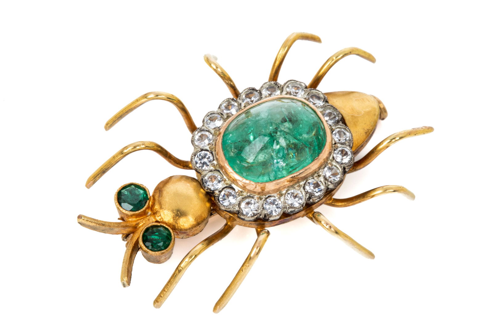 14K GOLD & EMERALD ANT BROOCH 9.2g (1 of 3)