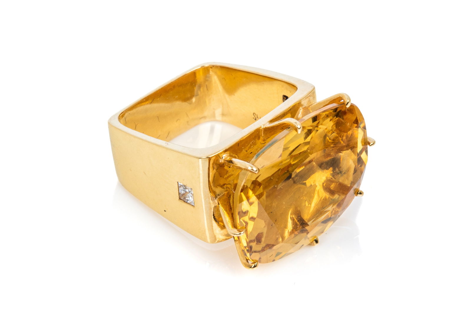 18K GOLD 13ct. CITRINE & DIAMOND RING 14.3g (1 of 4)