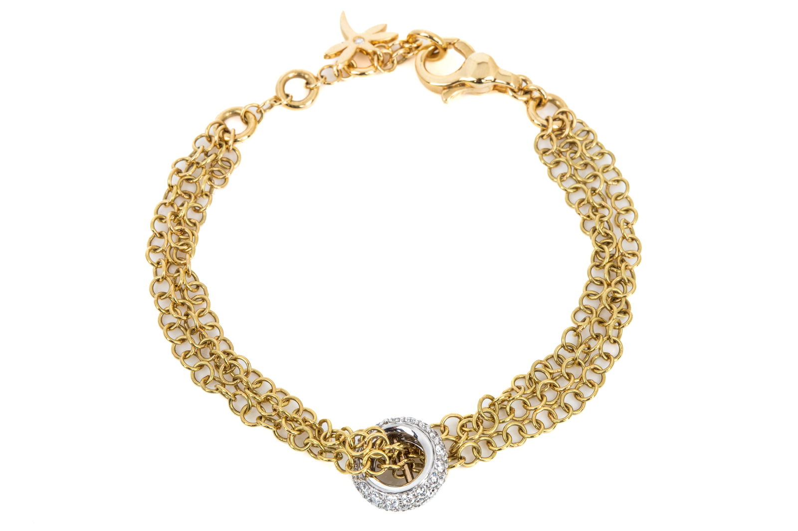 18K ITALIAN LAYERED BRACELET 0.80cttw DIAMONDS 10g (1 of 6)