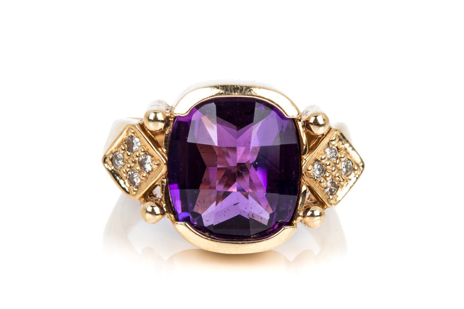 14K AMETHYST & DIAMOND RING 6.3g (1 of 3)