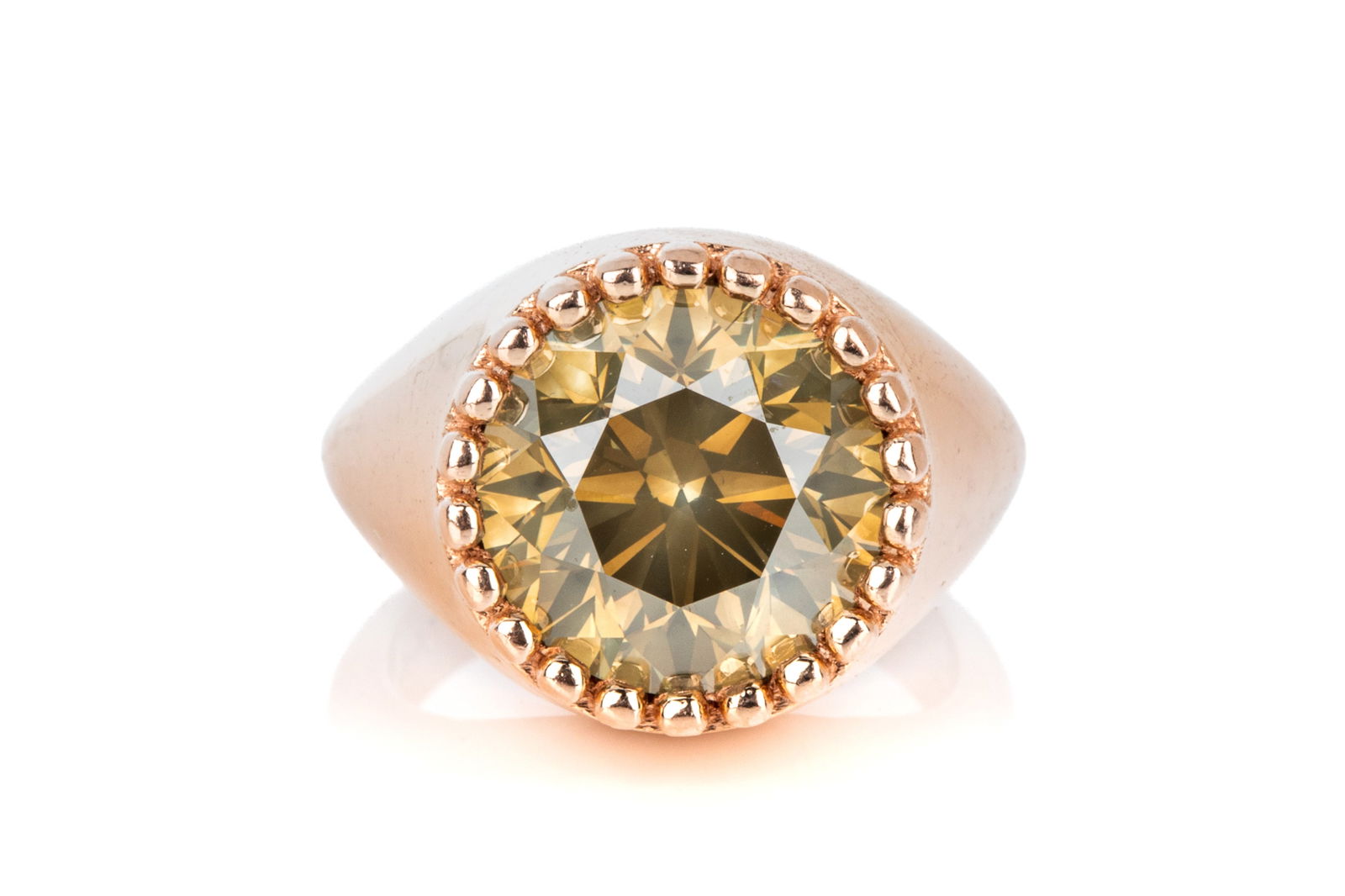 5.44ct I1-FANCY BROWN DIAMOND RING 14K ROSE 9.09g (1 of 5)