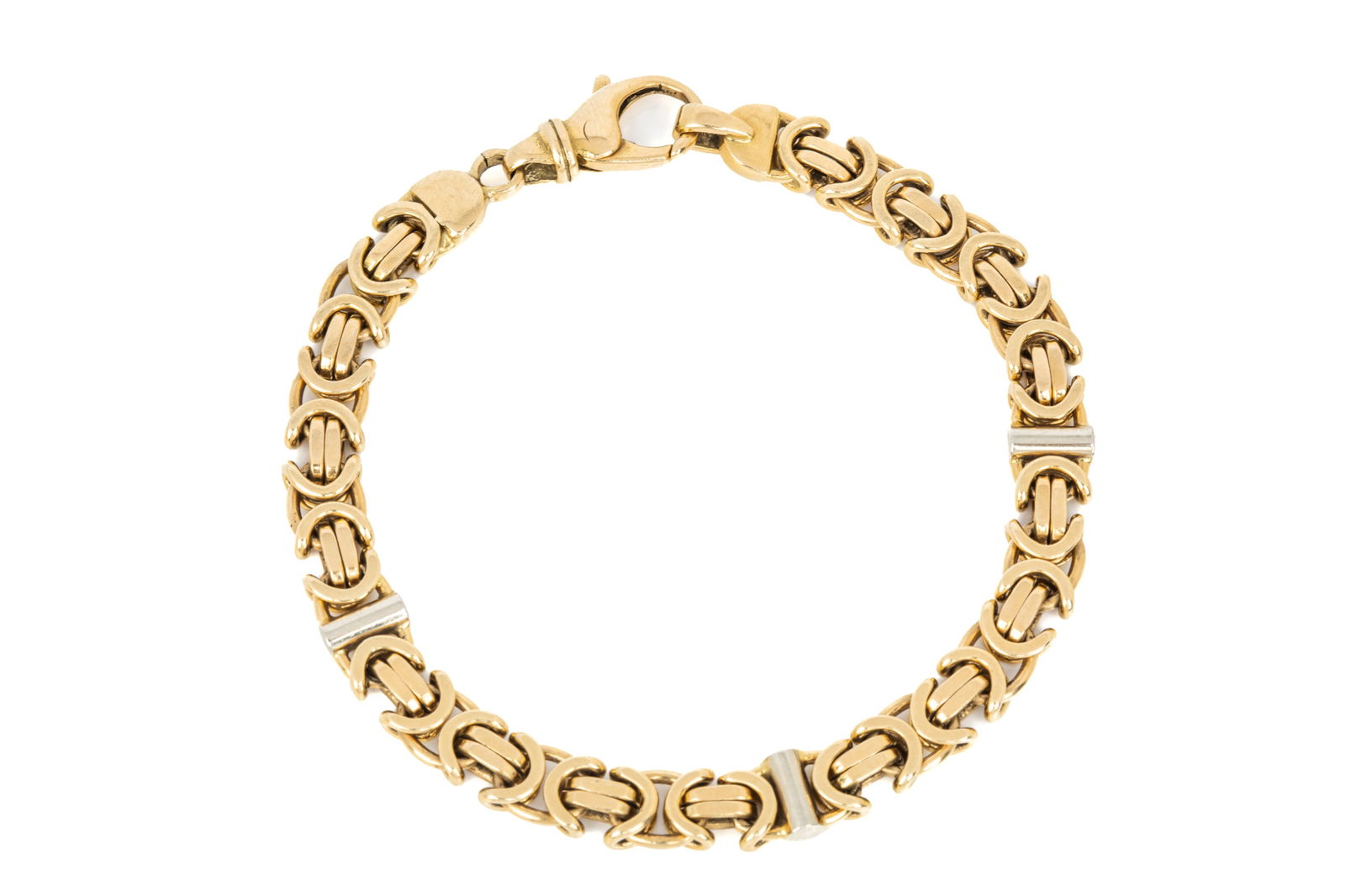 18K SOLID KINGS LINK TWO TONE BRACELET 49.8g (1 of 5)