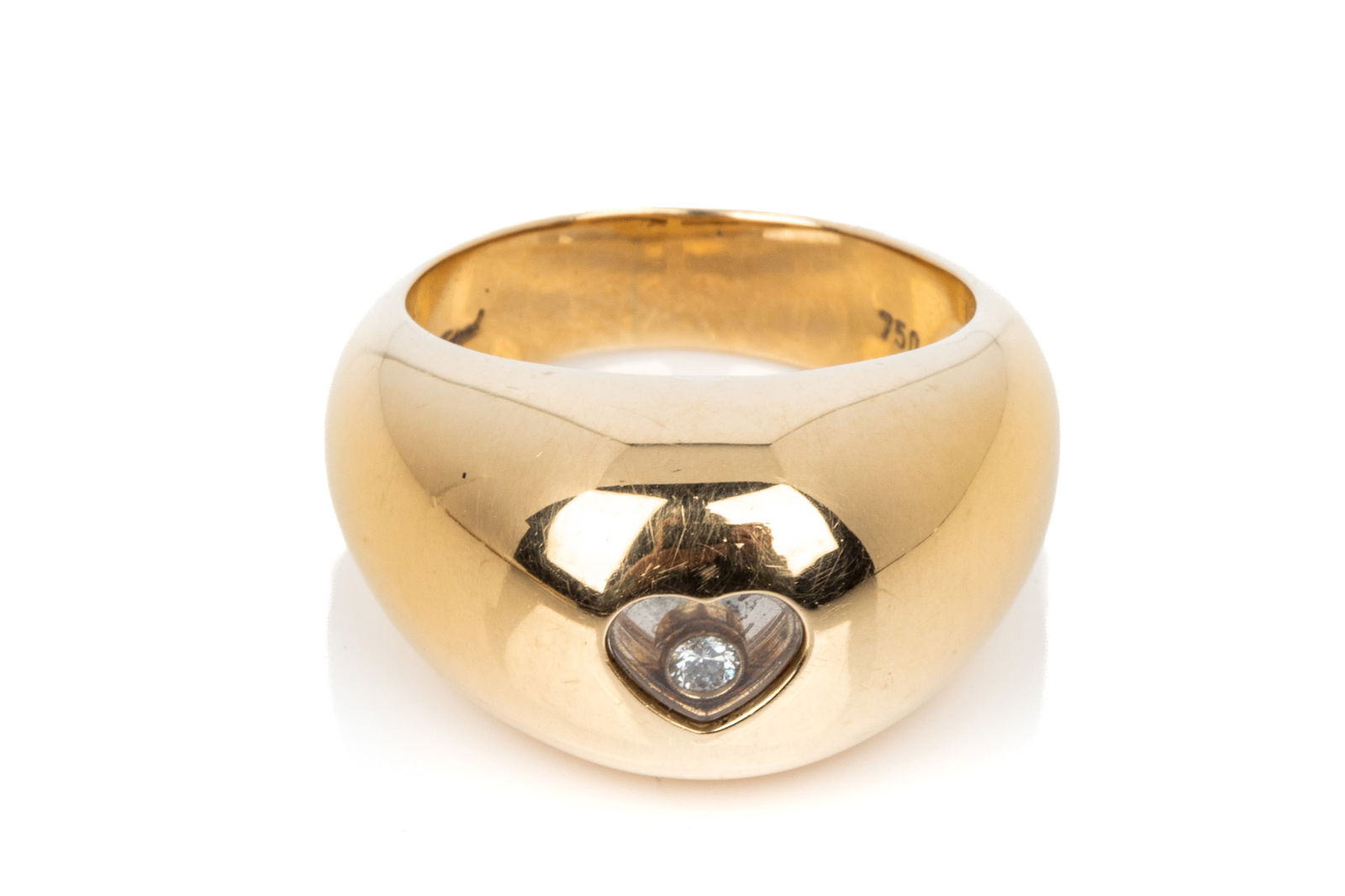 CHOPARD HAPPY DIAMOND HEART RING 18K, BOX 12.7g (1 of 6)
