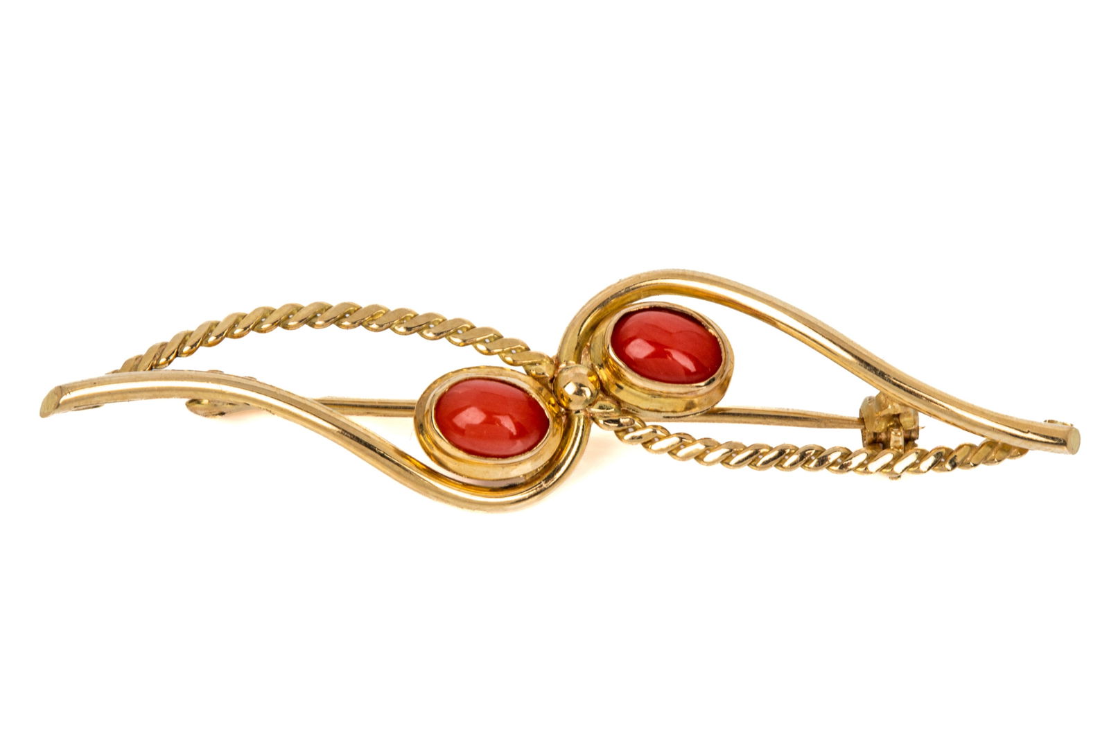 18K GOLD & CORAL BROOCH 3.9g (1 of 4)