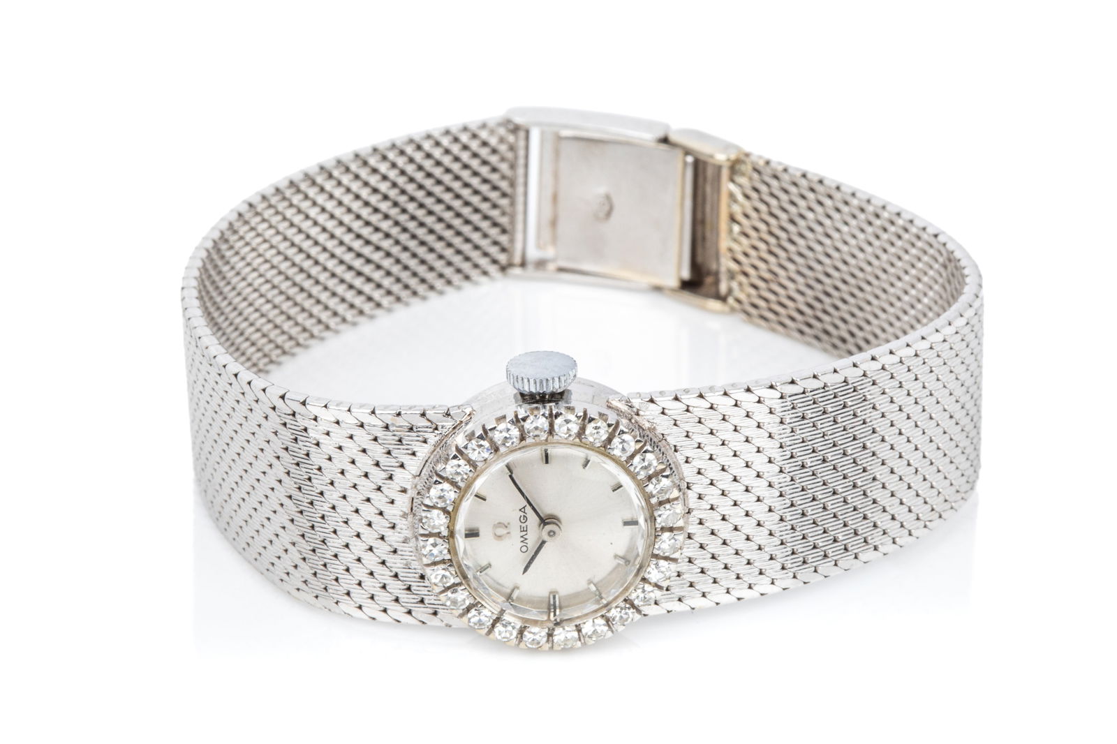 18K WHITE GOLD OMEGA DIAMOND COCKTAIL WATCH 35.8g (1 of 7)