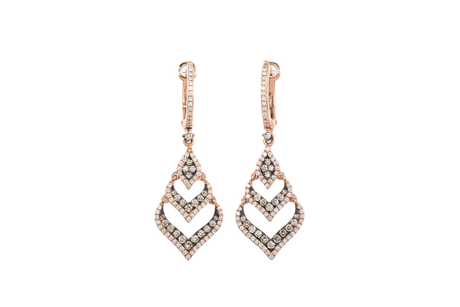 14K ARTICULATED DIAMOND DROP EARRINGS 4g (1 of 4)