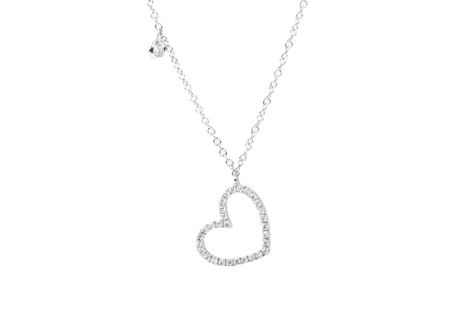 18K ITALIAN DIAMOND HEART NECKLACE 2.8g (1 of 4)