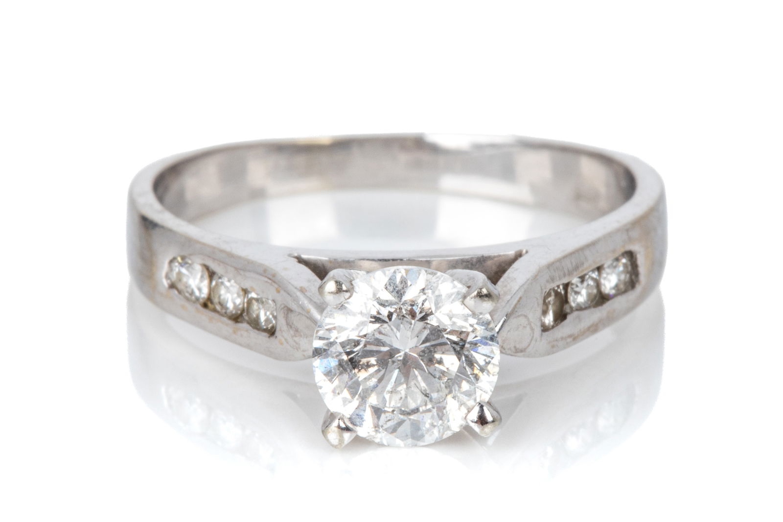 14K WHITE GOLD 0.95ct DIAMOND ENGAGEMENT RING 3.1g (1 of 3)