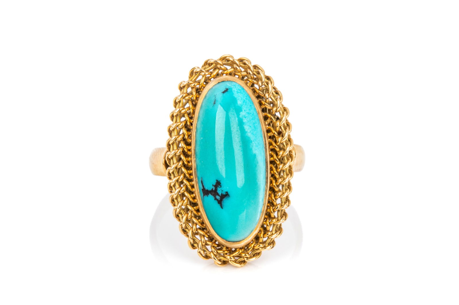18K YELLOW GOLD & TURQUOISE RING 8.1g (1 of 3)