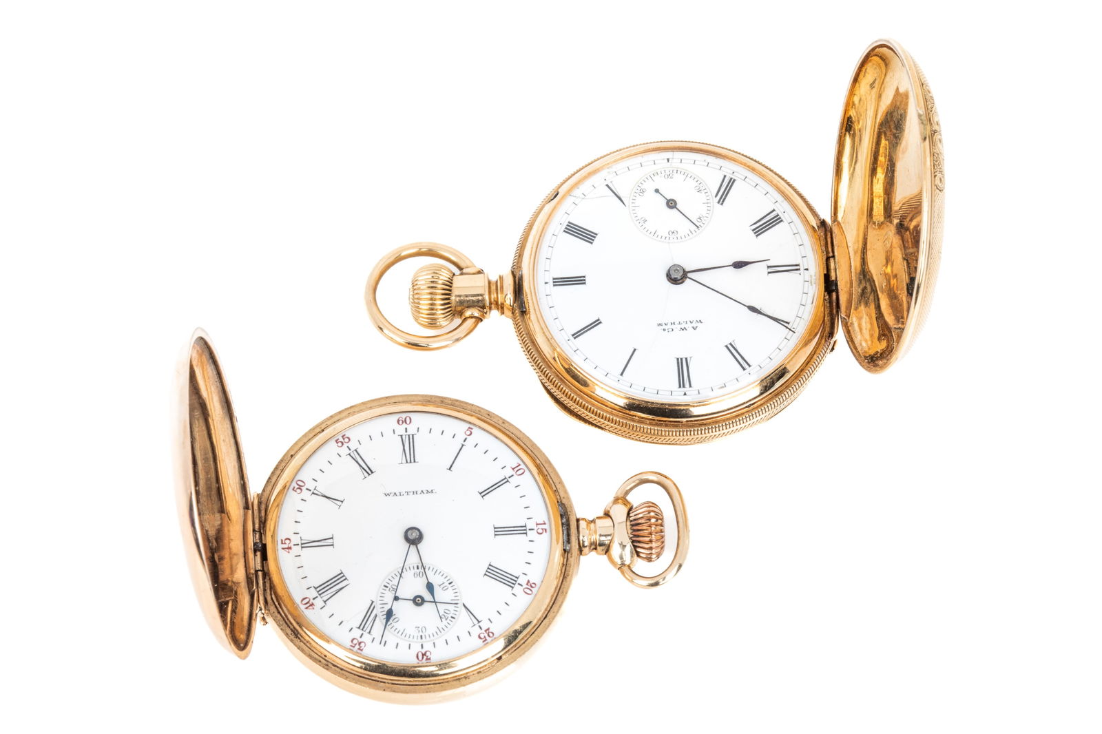 18K & 14K GOLD HUNTER CASE WALTHAM POCKET WATCHES (1 of 9)