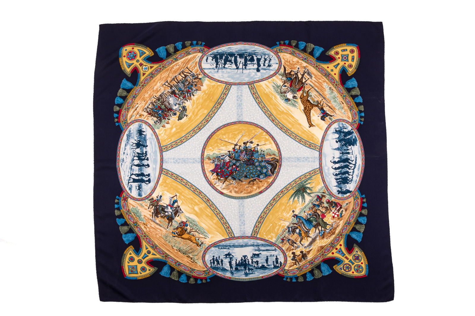 HERMES SILK SQUARE SCARF CAVALIERS PEULS (1 of 4)