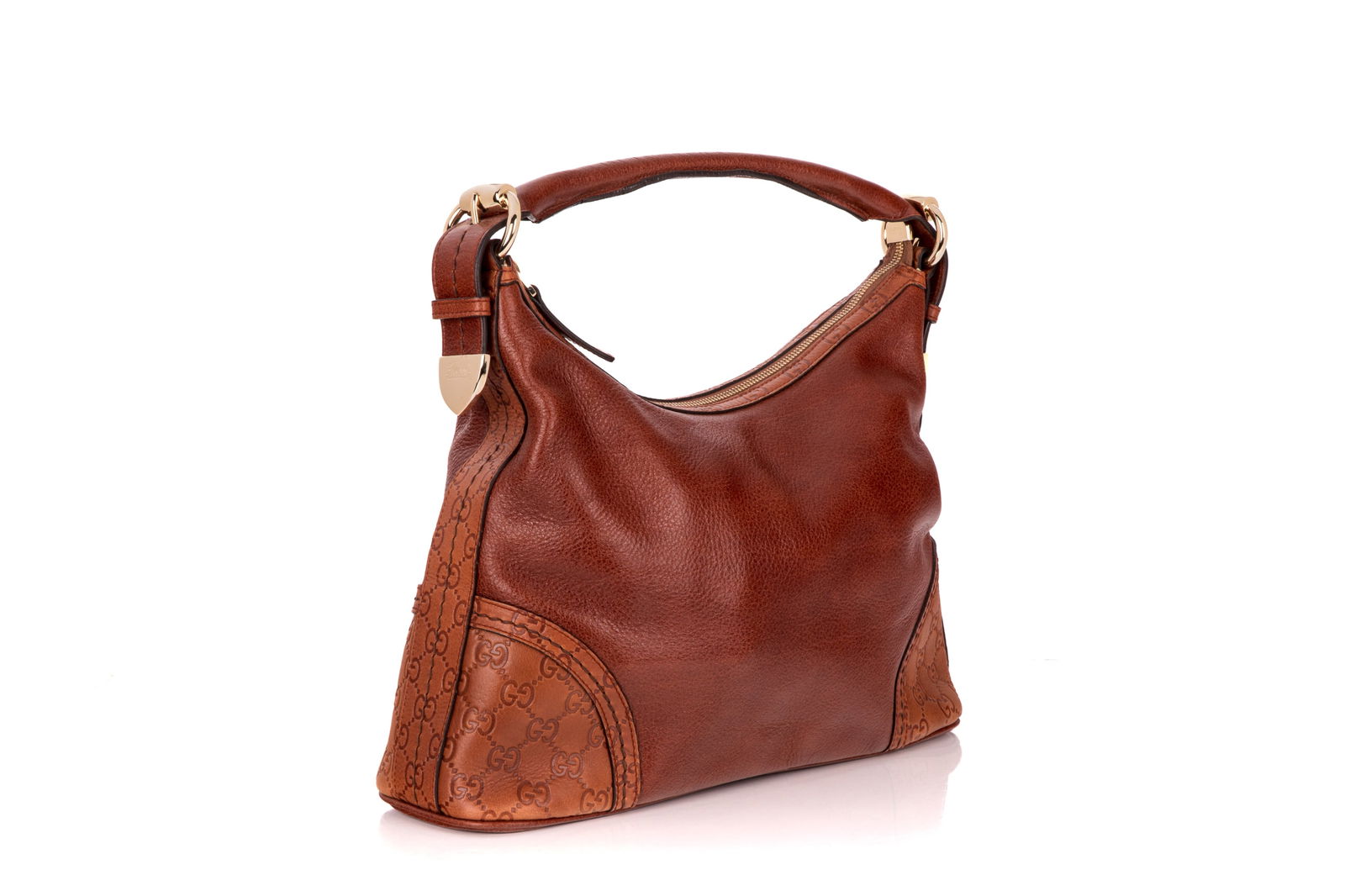 GUCCI BROWN GUCCISSIMA TRIM SIGNORIA HOBO BAG - 3