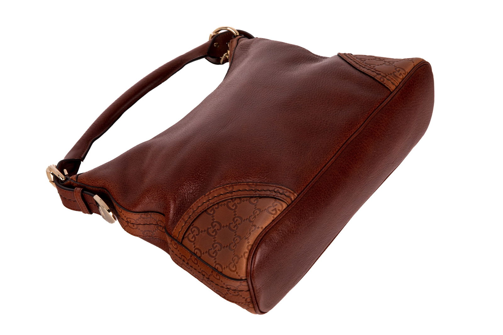 GUCCI BROWN GUCCISSIMA TRIM SIGNORIA HOBO BAG - 6