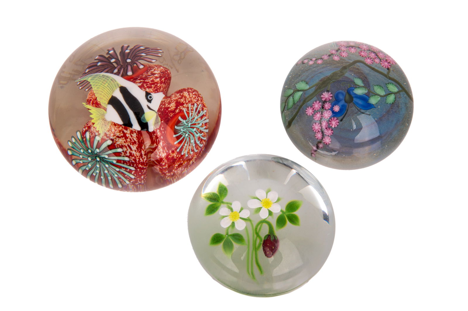 THREE SIGNED STUDIO GLASS PAPERWEIGHTS (1 of 5)