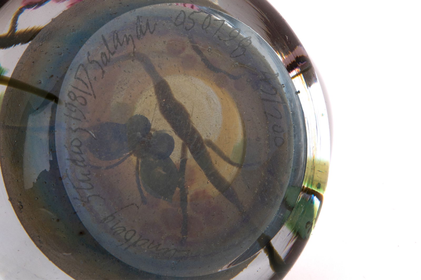 THREE SIGNED STUDIO GLASS PAPERWEIGHTS - 4