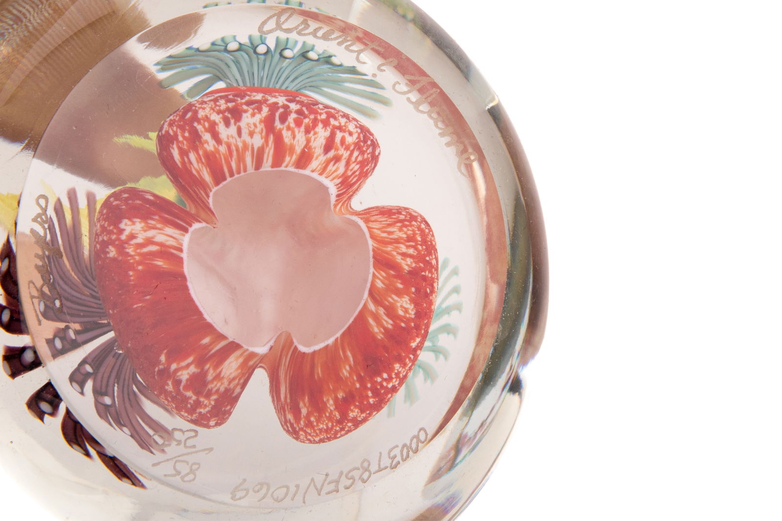 THREE SIGNED STUDIO GLASS PAPERWEIGHTS - 5