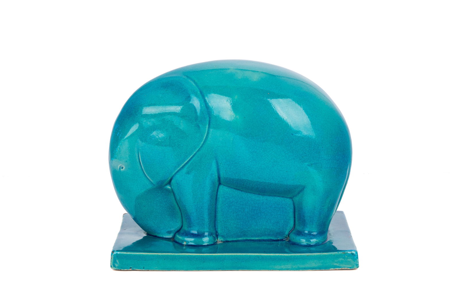 ART DECO TOURQUOISE GLAZED POTTERY ELEPHANT (1 of 5)