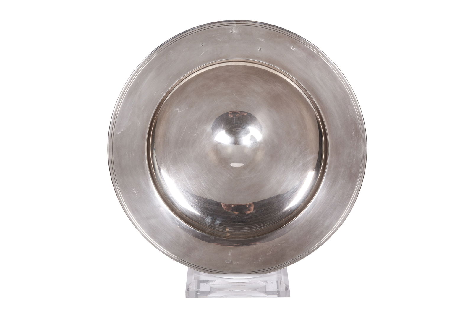 LARGE ASPREY ENGLISH SILVER ALMS DISH, 5970g (1 of 3)