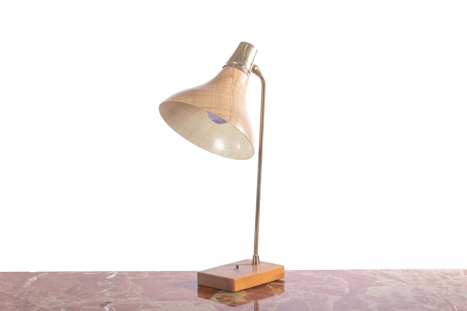 VINTAGE DESK LAMP BY YASHA HEIFETZ: Signed on the base. H. 21" x W. 4 1/2" x D. ~ 9 1/2"