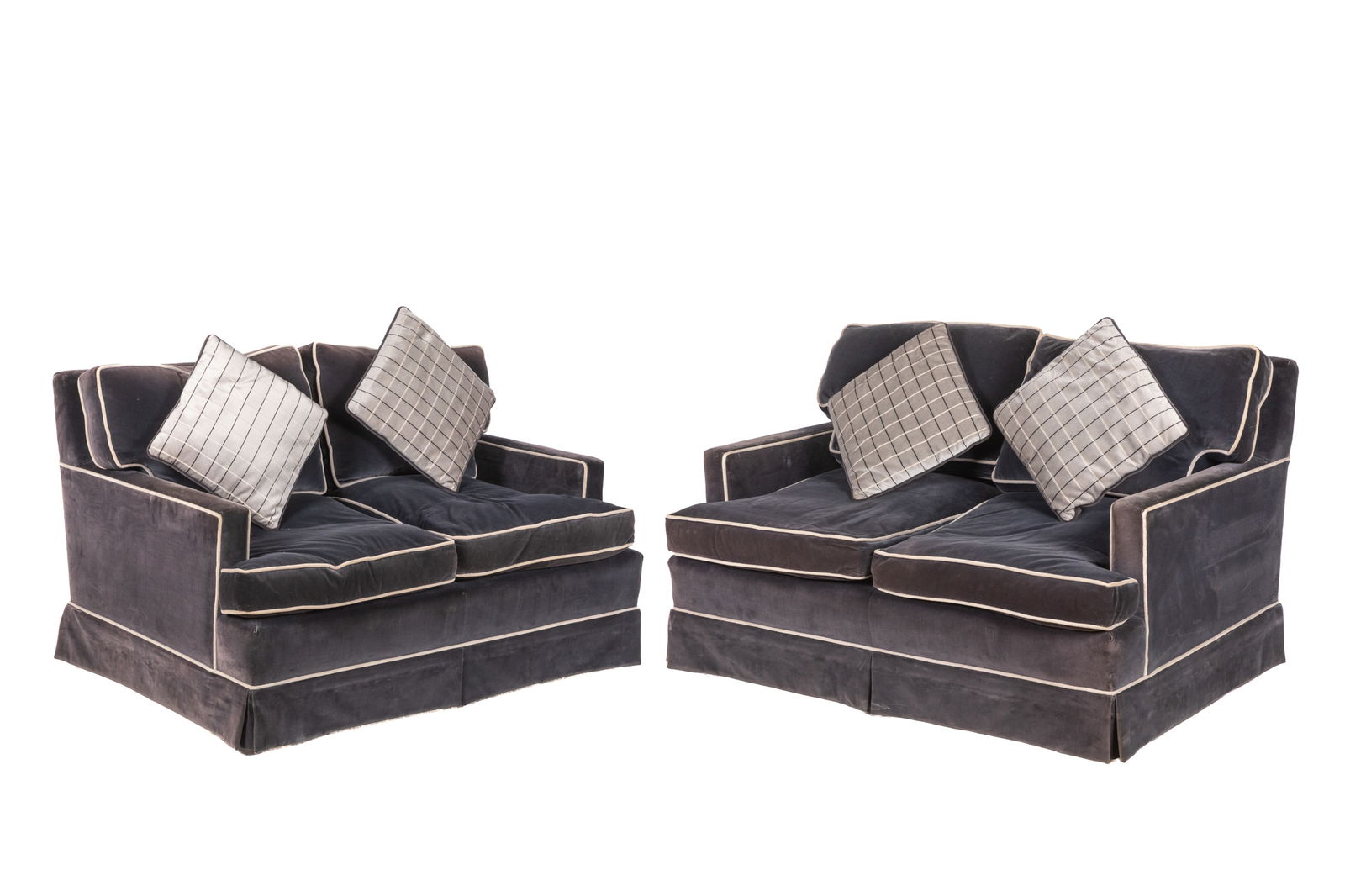 PAIR VELVET UPHOLSTERED TWO SEAT SOFAS (1 of 4)
