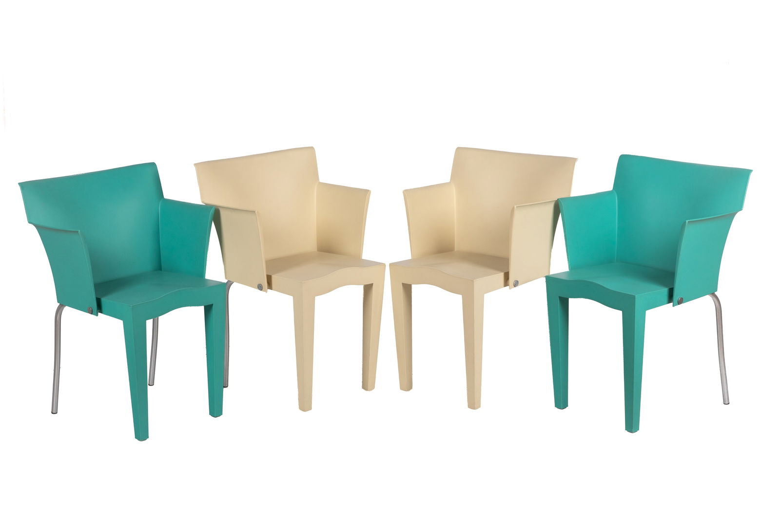 FOUR SUPER GLOB ARM CHAIRS BY STAKCK (1 of 7)