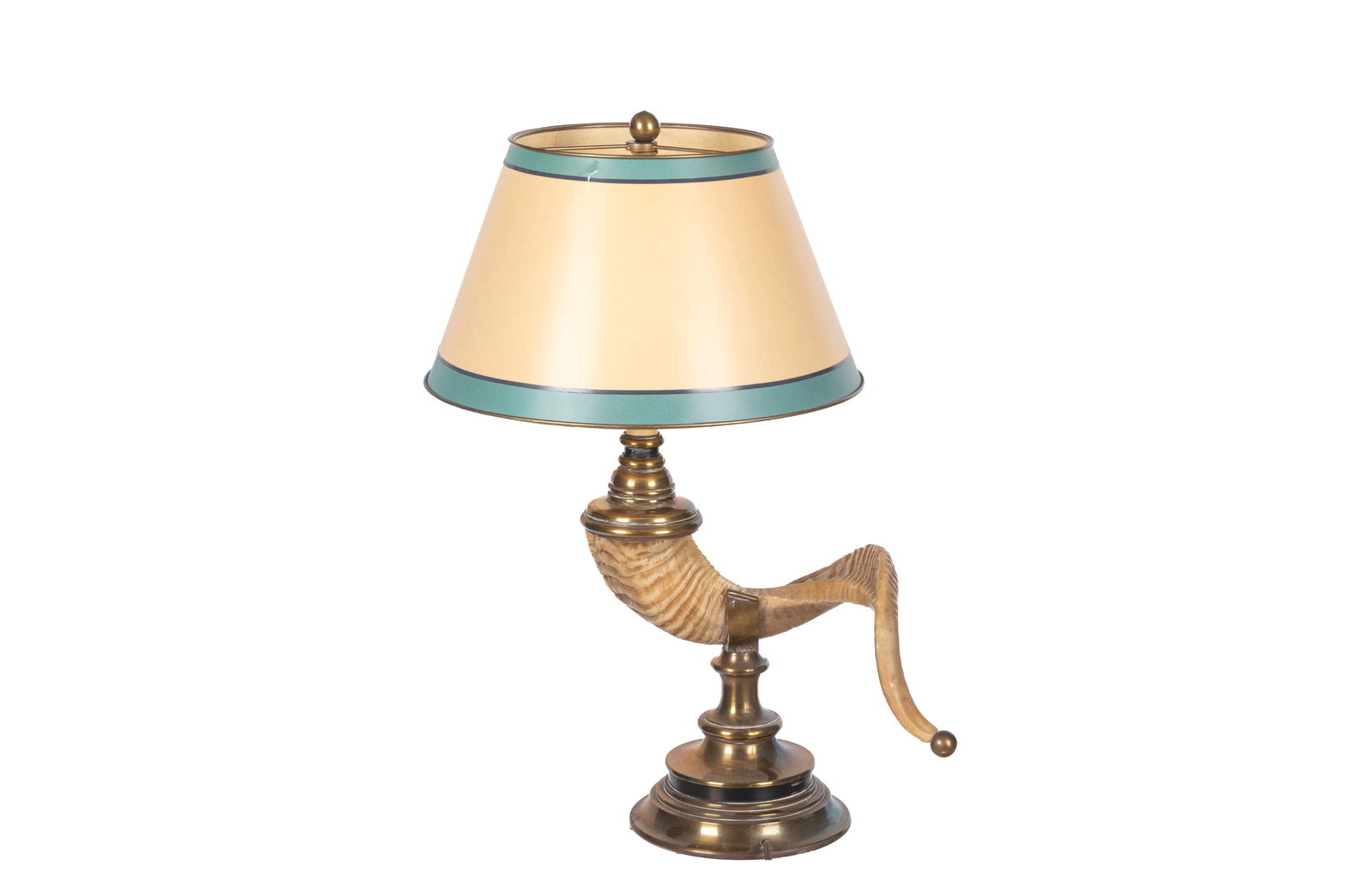 VINTAGE FAUX HORN BOULETTE STYLE TABLE LAMP: H. 16 1/2" (21 1/2" overall)