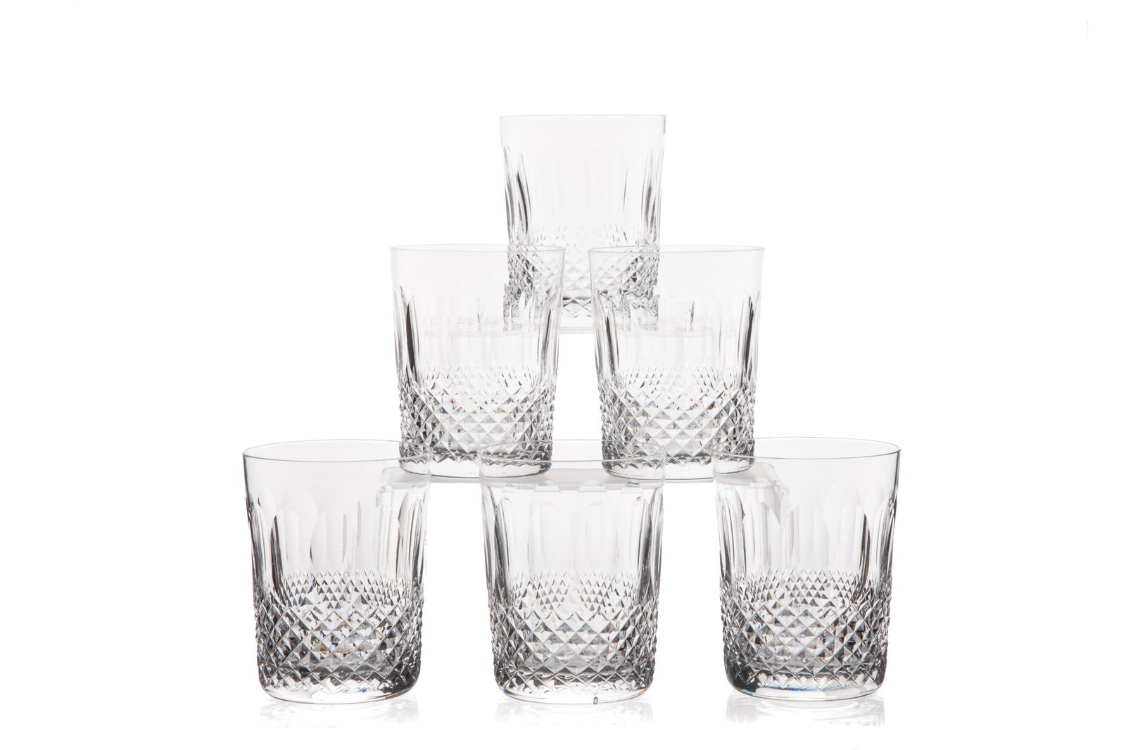 SIX WATERFORD COLLEEN DOUBLE OLD FASHIONED GLASSES: H 11cm (4 3/8in)