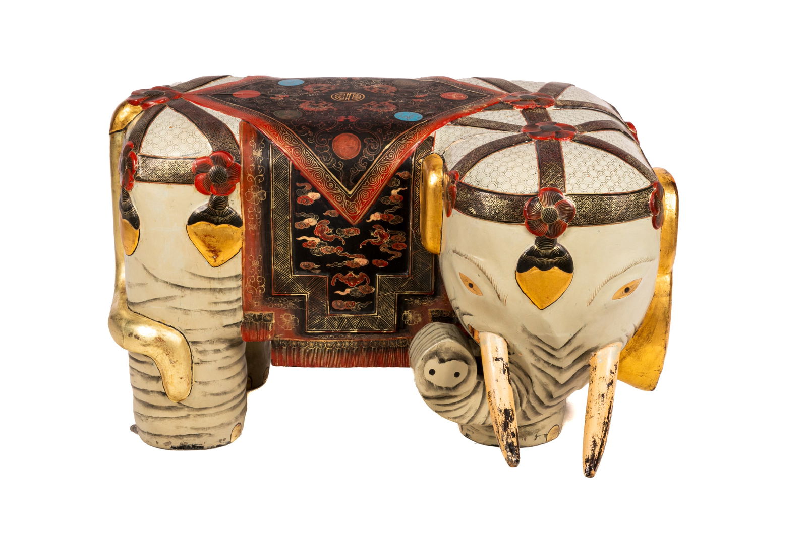 CHINESE LACQUER ELEPHANT BENCH (1 of 4)