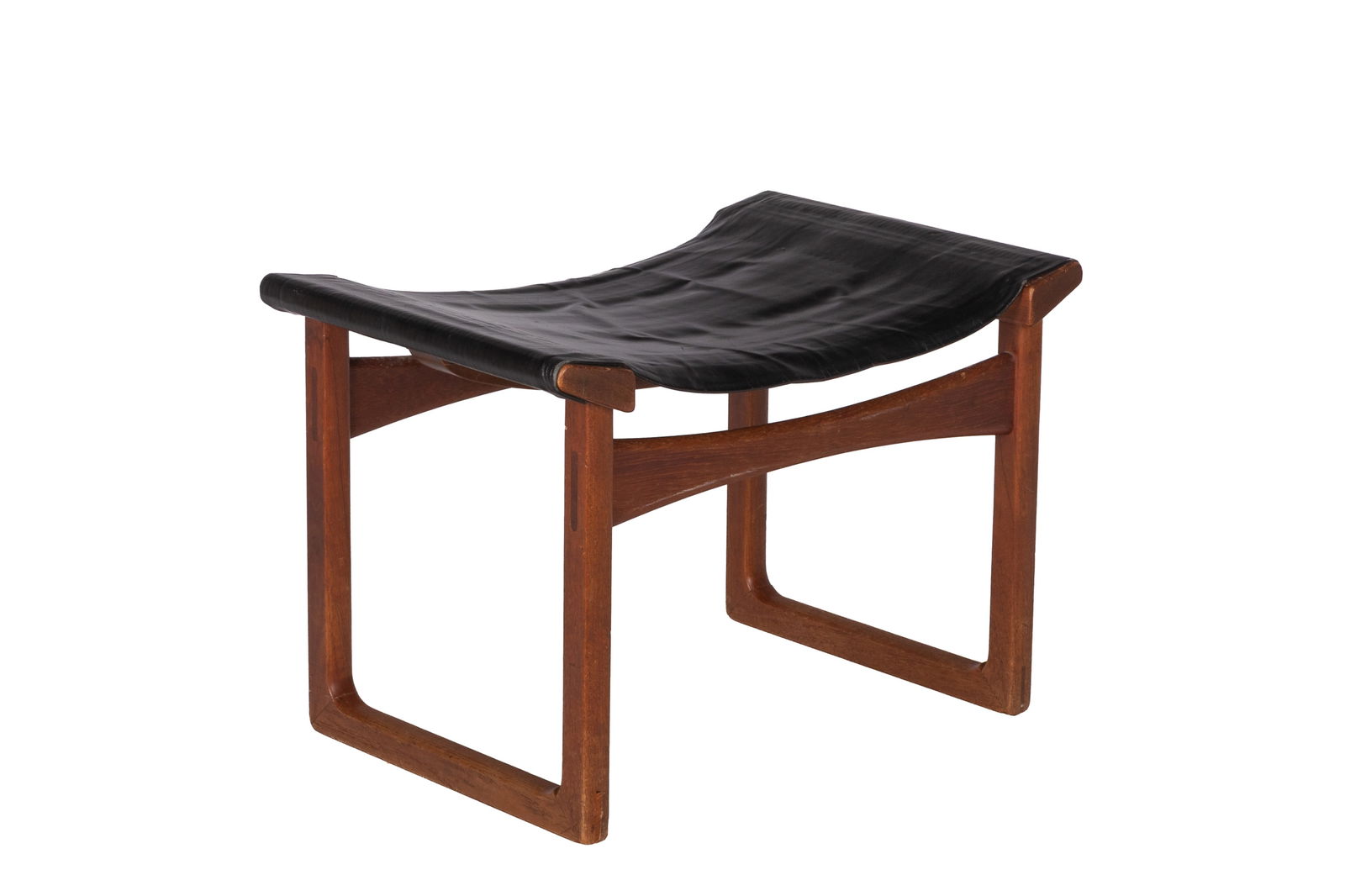 LUDVIG PONTOPPIDAN TEAK AND LEATHER STOOL (1 of 5)