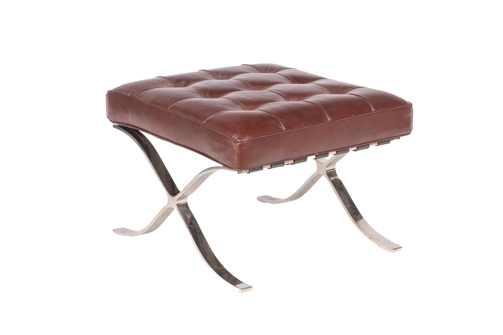 MID C. CHROME & LEATHER BARCELONA OTTOMAN (1 of 4)