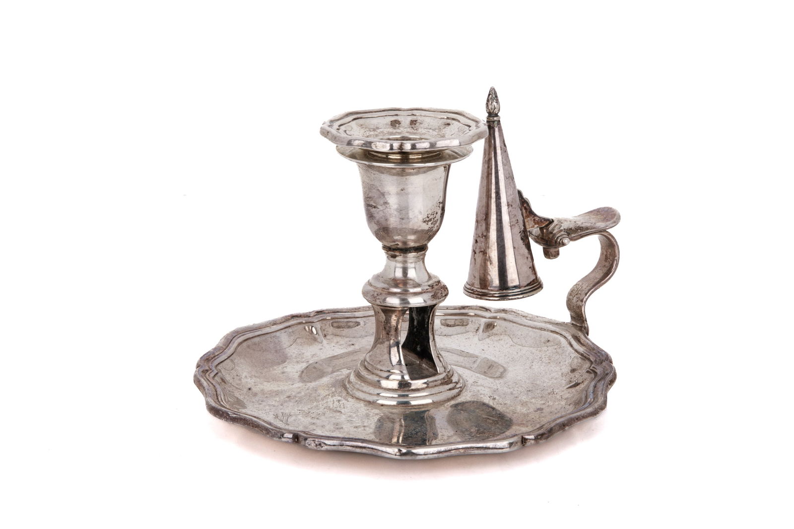 VICTORIAN ENGLISH SILVER CHAMBERSTICK 294 g. (1 of 5)