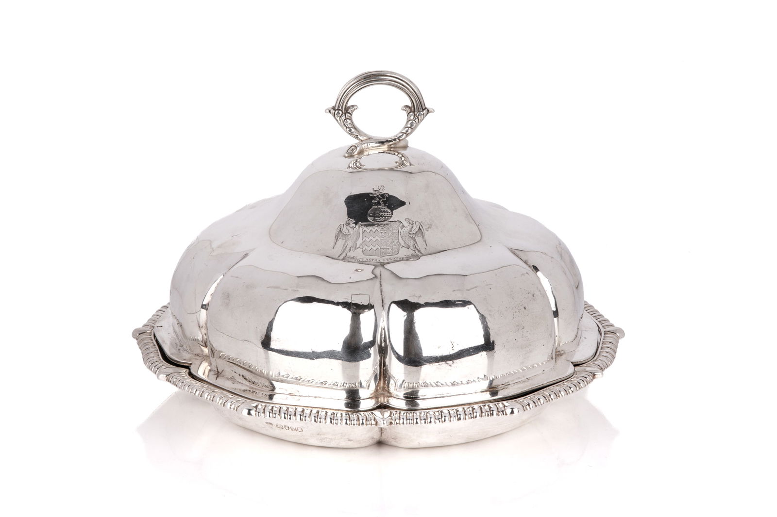 GEORGE III ENGLISH SILVER DISH AND COVER 1816 g (1 of 4)